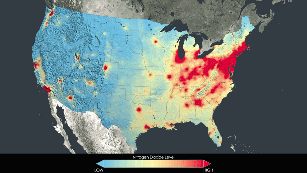 Time series of nitrogen dioxide across the U.S.